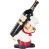 imageDeco 79 Polystone Chef Wine Holder Kitchen Decorative Figurine Single Bottle with Red Accents 8quot x 4quot x 9quot White