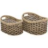 imageDeco 79 Seagrass Handmade Decorative and Functional Storage Basket Two Toned Basket Organizer with Handles Set of 2 Basket for Storage 10quot 9quotH BrownBrown