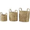 imageDeco 79 Seagrass Handmade Decorative and Functional Storage Basket Woven Basket Organizer with Extended Handles Set of 3 Basket for Storage 20quot 17quot 13quotH Brown