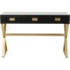 imageDeco 79 Wood 3 Drawer Desk with Outlet 47quot x 20quot x 30quot Black