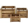 imageDeco 79 Wood Handmade Decorative and Functional Storage Basket Basket Organizer with Handles Set of 3 Basket for Storage 21quot 16quot 13quotW Brown