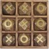imageDeco 79 Wood Tic Tac Toe Geometric Game Set with Gold Inlay 8quot x 8quot x 1quot Brown