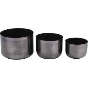 imageCosmoLiving by Cosmopolitan Metal Indoor Outdoor Planter Small Planter Pot Set of 3 Planters 9 7 6H SilverBlack