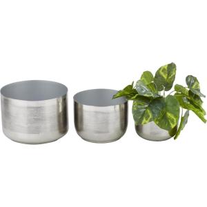 imageCosmoLiving by Cosmopolitan Metal Indoor Outdoor Planter Small Planter Pot Set of 3 Planters 9 7 6H SilverSilver