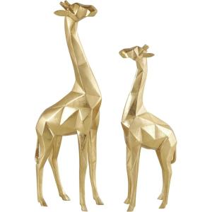 imageCosmoLiving by Cosmopolitan Polystone Giraffe Decorative Sculpture Home Decor Statues Set of 2 Accent Figurines 12quot 15quotH GoldGold