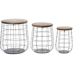 imageDeco 79 42537 Set of 3 Magnificent Metal Wood Baskets 18quot20quot23quotH Brown
