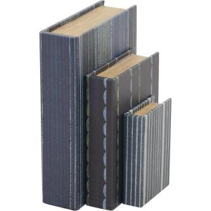 imageDeco 79 Canvas Decorative Box Faux Storage Book Book Shaped Boxes with Varying Coral and Shell Patterns Set of 3 Decorative Keepsake Boxes 12quot 9quot 6quotH Light BlueBlue