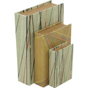 imageDeco 79 Canvas Decorative Box Faux Storage Book Book Shaped Boxes with Varying Coral and Shell Patterns Set of 3 Decorative Keepsake Boxes 12quot 9quot 6quotH Light BlueGreen