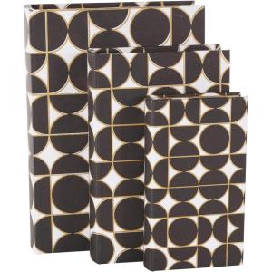 imageDeco 79 Canvas Decorative Box Faux Storage Book Book Shaped Boxes with Varying Coral and Shell Patterns Set of 3 Decorative Keepsake Boxes 12quot 9quot 6quotH Light BlueBlack