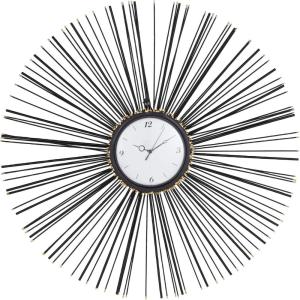 imageDeco 79 Contemporary Metal Sunburst Wall Clock 2quot W x 28quot H Black White GoldBlack  White  Gold