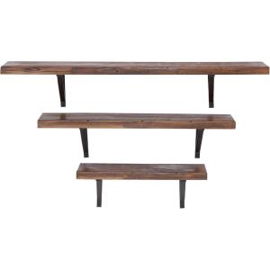 imageDeco 79 Industrial Poplar Wood Wall Shelf Metal S3 48quot36quot24quot W92602 15L17 H Brown