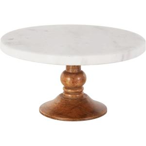 imageDeco 79 Mango Wood Cake Stand with Wood Base 10quot x 10quot x 5quot White