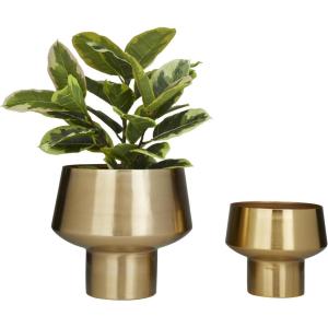 imageDeco 79 Metal Indoor Outdoor Planter Brushed Small Planter Pot Set of 3 Planters 7quot 8quot 10quotH GoldSet of 2 Planters 11  8H