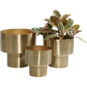imageDeco 79 Metal Indoor Outdoor Planter Brushed Small Planter Pot Set of 3 Planters 7quot 8quot 10quotH GoldSet of 3 Planters 7  8  10H