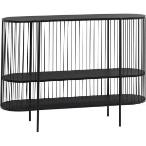 imageDeco 79 Metal Narrow Oval 2 Shelf Console Table with Open Wire Frame 48 x 14 x 34 Black
