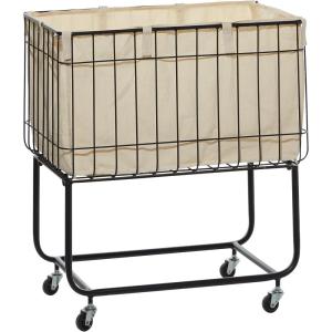 imageDeco 79 Metal Rectangle Storage Cart with Wheels 24quot x 16quot x 26quot Black