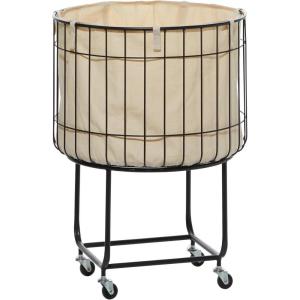 imageDeco 79 Metal Round Storage Cart with Wheels 19quot x 19quot x 26quot Black