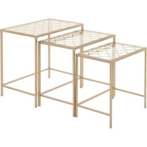 imageDeco 79 Metal Side End Accent Table End Table with Clear Glass Top Set of 3 Side Table 24quot 22quot 20quotW Gold