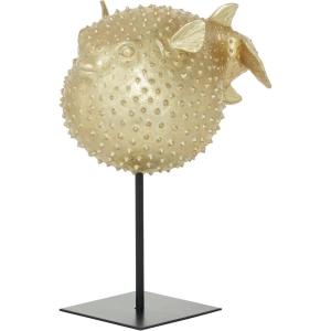 imageDeco 79 Polyresin Blowfish Handmade Decorative Sculpture Spiked Home Decor Statue with Stand Accent Figurine 7quot x 5quot x 9quot Gold10 x 7 x 14