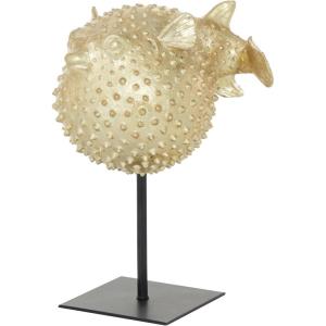 imageDeco 79 Polyresin Blowfish Handmade Decorative Sculpture Spiked Home Decor Statue with Stand Accent Figurine 7quot x 5quot x 9quot Gold7 x 5 x 9