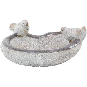 imageDeco 79 Polystone Bird Decorative Garden Sculpture Indoor Outdoor Garden Statue with Bath Bowl Outdoor Sculpture 15quot x 15quot x 6quot Gray13 x 12 x 6