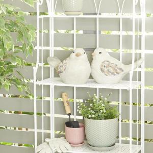 imageDeco 79 Polystone Bird Decorative Garden Sculpture Indoor Outdoor Garden Statues Set of 2 Outdoor Sculptures 12quotW 8quotH Gray