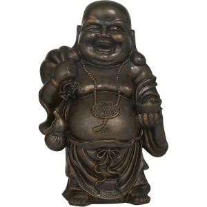 imageDeco 79 Polystone Buddha Meditating Sculpture with Engraved Carvings and Relief Detailing 11quot x 9quot x 17quot CopperCopper