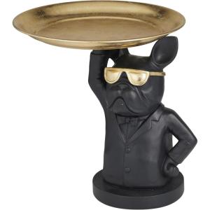 imageDeco 79 Polystone Bulldog Decorative Sculpture Home Decor Statue with Tray Top Accent Figurine 15quot x 14quot x 14quot Black