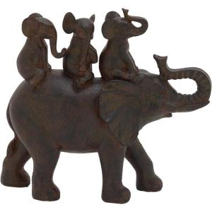 imageDeco 79 Polystone Elephant Decorative Sculpture Home Decor Statue Accent Figurine 17quot x 4quot x 8quot BlackBrown