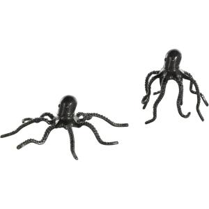 imageDeco 79 Porcelain Ceramic Octopus Decorative Sculpture Tall Home Decor Statue with Long Tentacles Accent Figurine 11quot x 12quot x 17quot SilverBlack