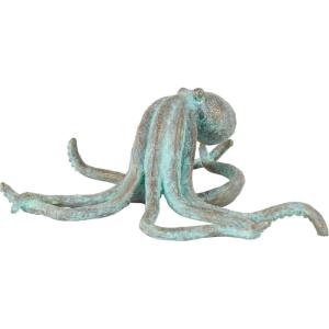 imageDeco 79 Porcelain Ceramic Octopus Decorative Sculpture Tall Home Decor Statue with Long Tentacles Accent Figurine 11quot x 12quot x 17quot SilverBlue