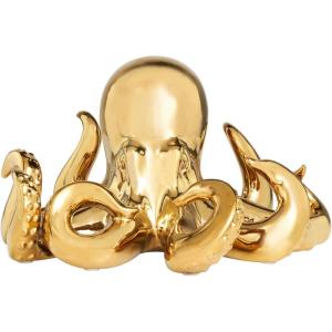 imageDeco 79 Porcelain Ceramic Octopus Decorative Sculpture Tall Home Decor Statue with Long Tentacles Accent Figurine 11quot x 12quot x 17quot SilverGold