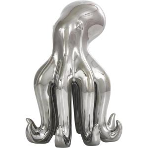 imageDeco 79 Porcelain Ceramic Octopus Decorative Sculpture Tall Home Decor Statue with Long Tentacles Accent Figurine 11quot x 12quot x 17quot SilverSilver