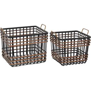 imageDeco 79 Seagrass Decorative and Functional Storage Basket Basket Organizer with Handles Set of 2 Basket for Storage 14quot 24quotW Black2 PIECES CONVENIENTLY SIZED