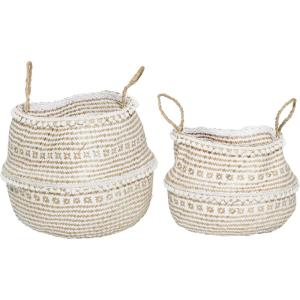 imageDeco 79 Seagrass Handmade Patterned Storage Basket with Handles Set of 2 17quot 14quotH Brown