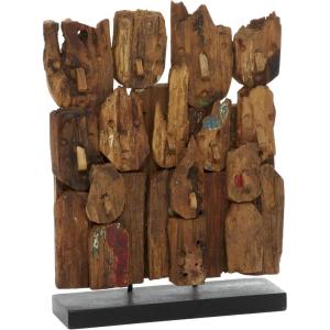 imageDeco 79 Teak Wood Abstract Handmade Decorative Sculpture Carved Home Decor Statue with Faces Accent Figurine 13quot x 4quot x 16quot Brown13 x 4 x 16