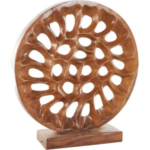 imageDeco 79 Teak Wood Abstract Handmade Decorative Sculpture Carved Home Decor Statue with Faces Accent Figurine 13quot x 4quot x 16quot Brown20 x 6 x 21