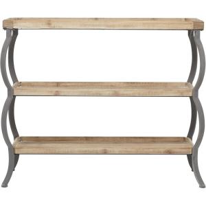 imageDeco 79 Wood 2 Shelves Console Table with Bowed Grey Metal Legs 39quot x 13quot x 33quot Brown