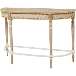 imageDeco 79 Wood Floral Intricately Carved Console Table with Woven Detail 44quot x 16quot x 31quot Brown