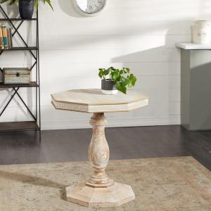 imageDeco 79 Wood Scroll Handmade Side End Accent Table Intricately Carved End Table Side Table 28quot x 28quot x 30quot Brown