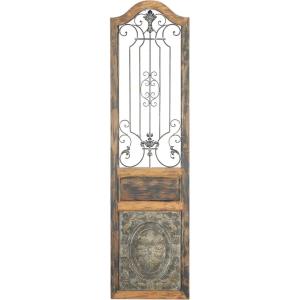imageDeco 79 Wood Scroll Home Wall Decor Distressed Door Inspired Ornamental Panel Wall Sculpture with Black Metal Wire Details Wall Art 20quot x 3quot x 71quot BrownBrown