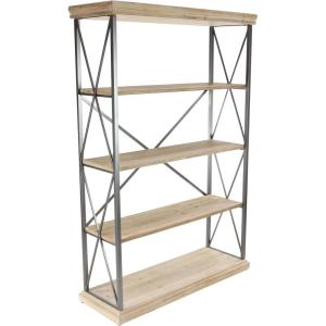 imageDeco 79 Wood Shelving Unit 5 Shelf with Gray Metal XFrame 48quot x 17quot x 72quot Brown