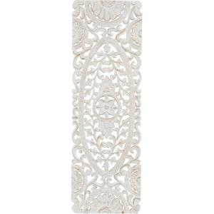 imageDeco 79 Wooden Floral Handmade Home Wall Decor Intricately Carved Wall Sculpture Wall Art 16quot x 1quot x 48quot White158L x 1W