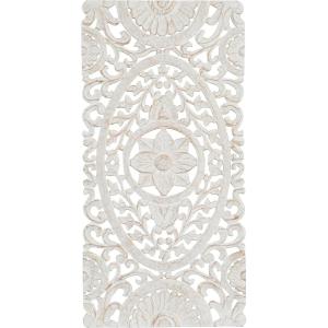 imageDeco 79 Wooden Floral Handmade Home Wall Decor Intricately Carved Wall Sculpture Wall Art 16quot x 1quot x 48quot White24L x 1W