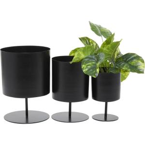imageThe Novogratz Metal Indoor Outdoor Planter Small Planter Pot Set of 3 Planters 14quot 12quot 10quotH BlackBlack