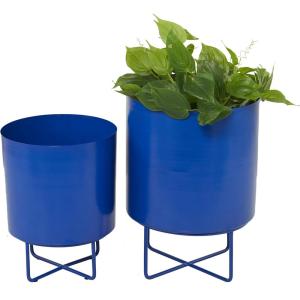 imageThe Novogratz Metal Indoor Outdoor Planter Small Planter Pot Set of 3 Planters 14quot 12quot 10quotH BlackBlue