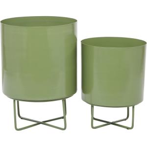 imageThe Novogratz Metal Indoor Outdoor Planter Small Planter Pot Set of 3 Planters 14quot 12quot 10quotH BlackGreen