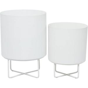 imageThe Novogratz Metal Indoor Outdoor Planter Small Planter Pot Set of 3 Planters 14quot 12quot 10quotH BlackWhite