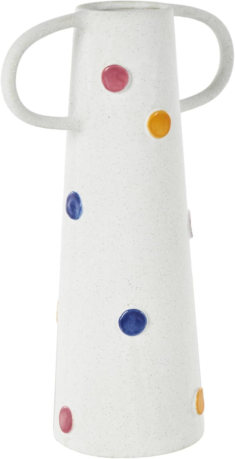 imageDeco 79 Ceramic Decorative Vase Textured Centerpiece Vase with Multicolor HalfMoon Accents Flower Vase for Home Decoration 8quot x 8quot x 16quot BlackWhite