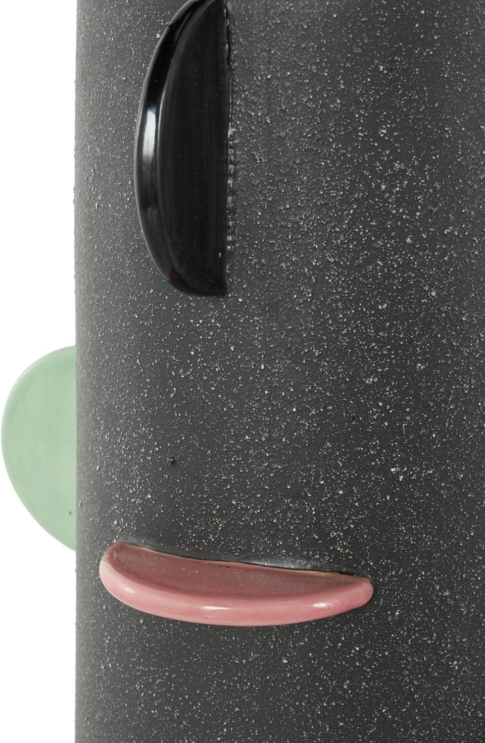imageDeco 79 Ceramic Decorative Vase Textured Centerpiece Vase with Multicolor HalfMoon Accents Flower Vase for Home Decoration 8quot x 8quot x 16quot BlackBlack